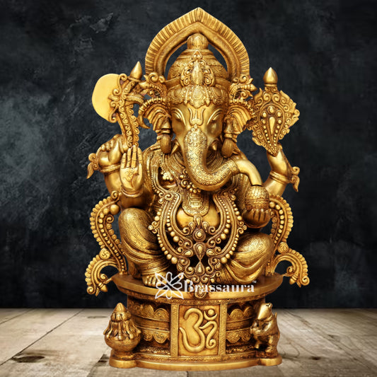 Brass Jewellery Ganesha Statue Weight 30.2 Kg & Height 24 Inch