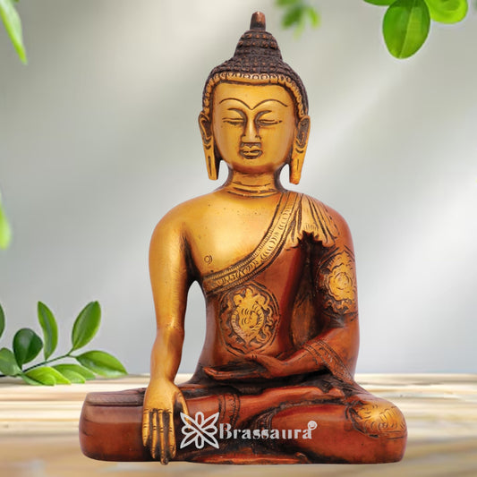Brass Bhumisprasa Buddha Weight 1.8 kg & Height 7 Inch