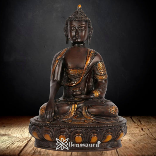 Brass Bhumisprasa Buddha Weight 4.2 kg & Height 12 Inch
