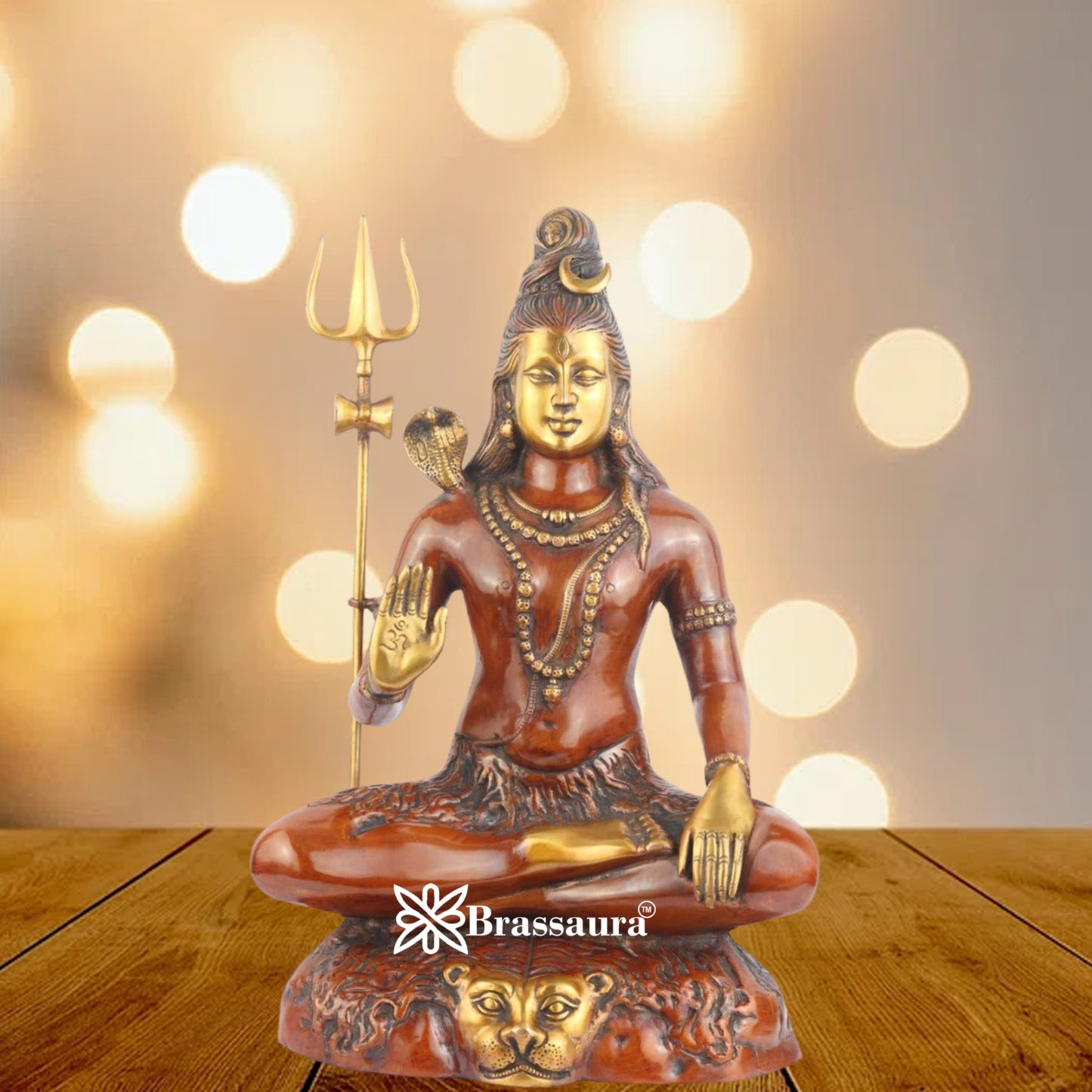 Brassaura™ Elegant Brass Shiva Idol – Height 24 Inches & Weight 17 Kgs | Hindu Devotional Idol