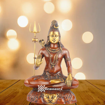 Brassaura™ Elegant Brass Shiva Idol – Height 24 Inches & Weight 17 Kgs | Hindu Devotional Idol