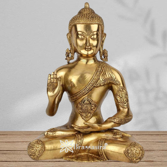 Brass Blessing Buddha Weight 5.4 kg & Height 12 Inch