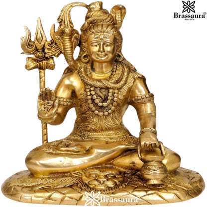 Brassaura™ Artistic Brass Shiva Idol – Height 10 Inches & Weight 4 Kgs | Sacred Home Décor