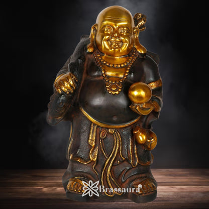 Brass Multicolored Standing Buddha Weight 14 kg & Height 17 Inch