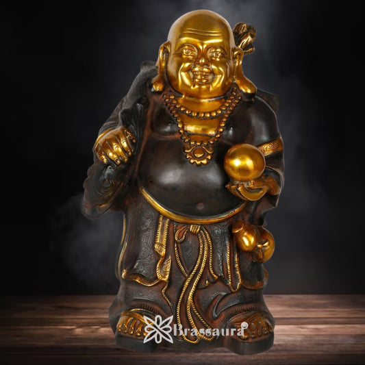 Brass Multicolored Standing Buddha Weight 14 kg & Height 17 Inch