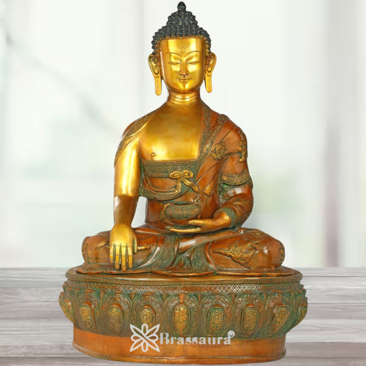 Brass Bhumisprasa Buddha Weight 43 kg & Height 32 Inch