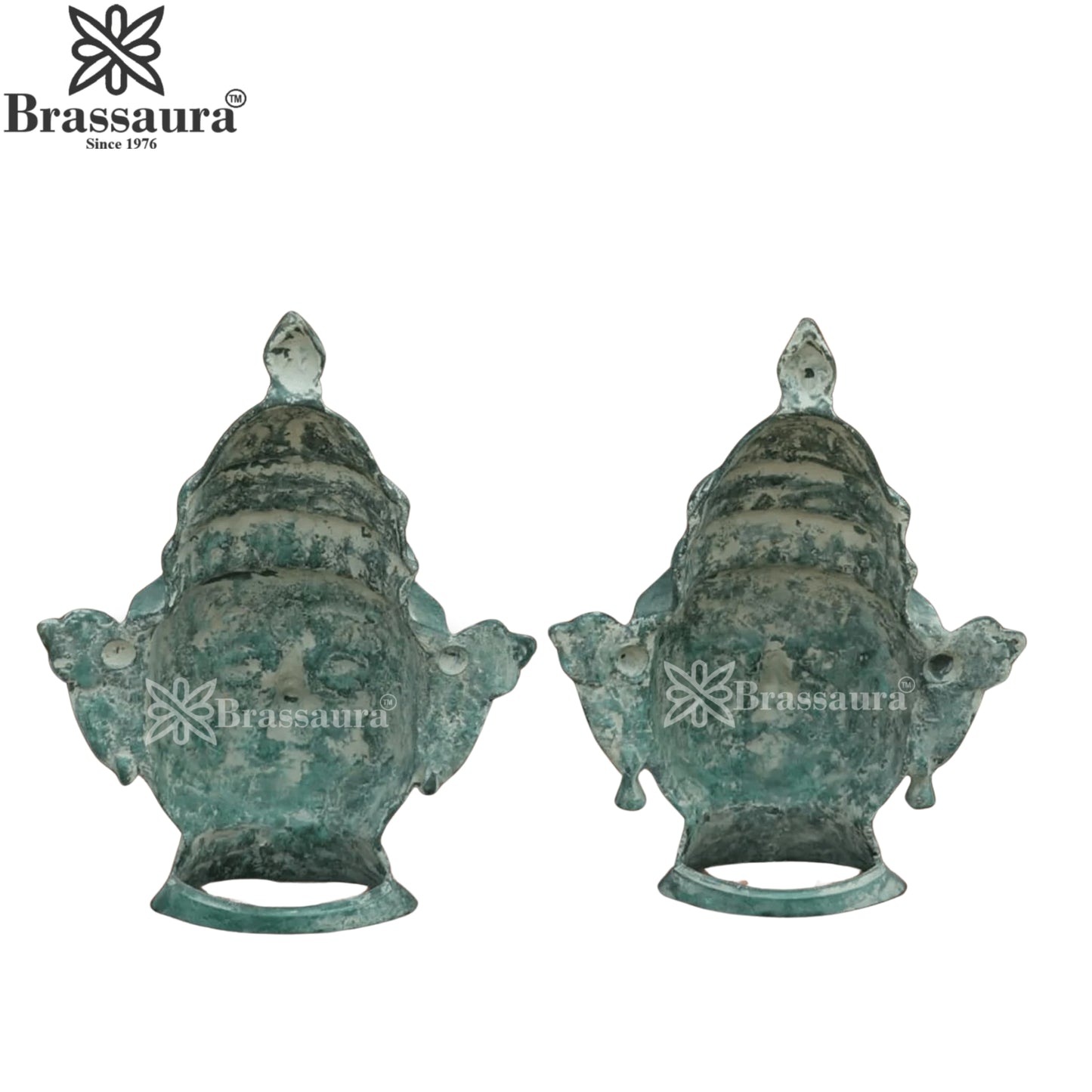 Brass Shiv & Parvati Mask Statue Weight 3.3 Kg And Height 9 Inch