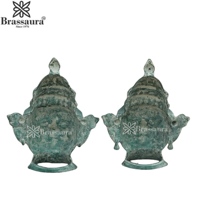 Brass Shiv & Parvati Mask Statue Weight 3.3 Kg And Height 9 Inch