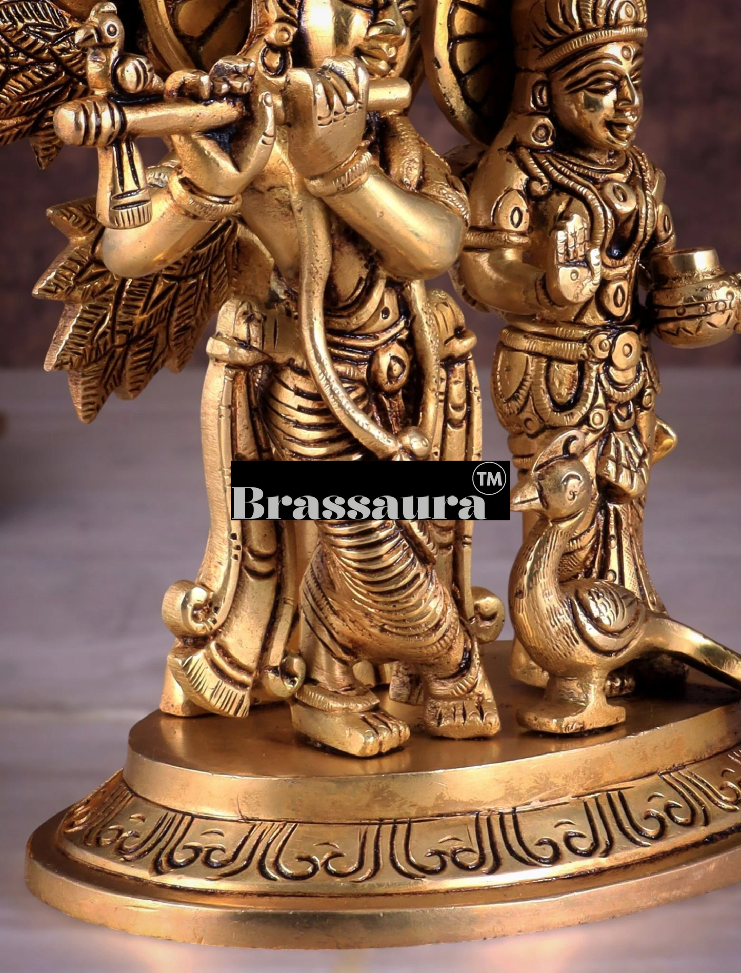 Brassaura™ Superfine Brass Radha Krishna Idol under Kalpavriksha – Height 8 Inches & Weight 2.377 Kgs | Elegant Devotional Statue