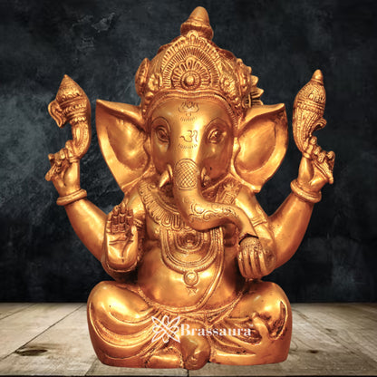 Brass Ganesha Statue Weight 4.2 Kg & Height 9 Inch