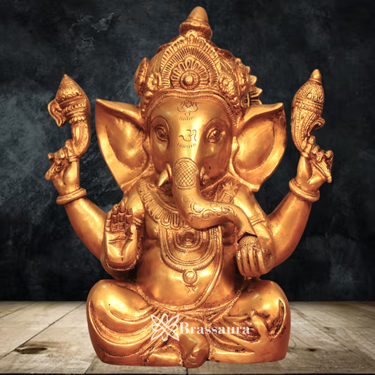 Brass Ganesha Statue Weight 4.2 Kg & Height 9 Inch
