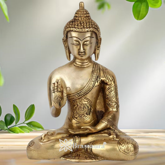 Brass Blessing Buddha Weight 1.9 kg & Height 8 Inch
