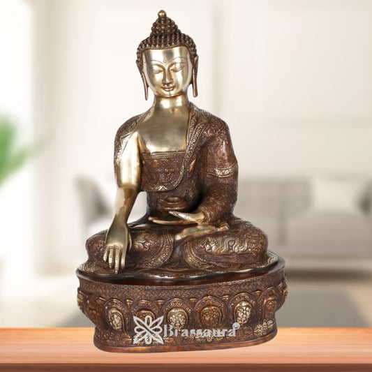 Brass Bhumisprasa Buddha Weight 17 kg & Height 21 Inch