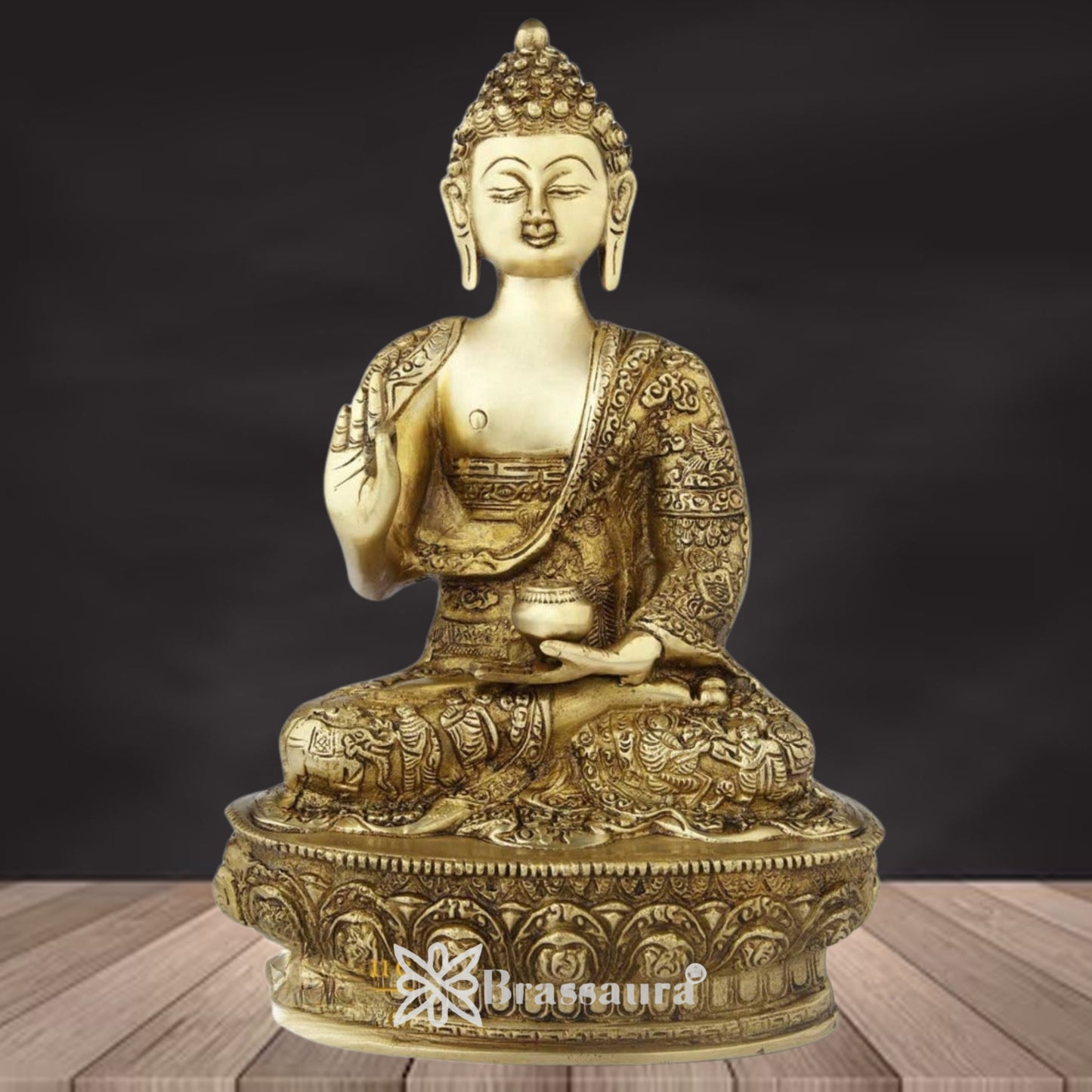 Brass Antique Buddha Weight 3.5 Kg & Height 12 inch