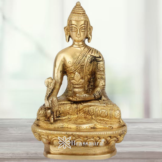 Brass Bhumisprasa Royal Golden Buddha Weight 0.7 kg & Height 5.5 Inch