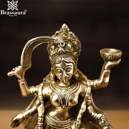 Brassaura™ Brass Kali Maa Murti – Height 9 Inches & Weight 2.27 Kgs | Spiritual Hindu Idol