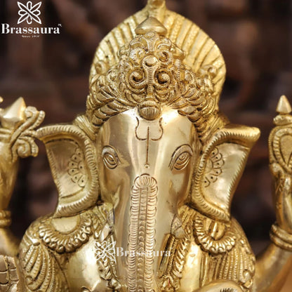 Brass Ganesha On Turtle Weight 7.46 Kg & Height 13 Inch