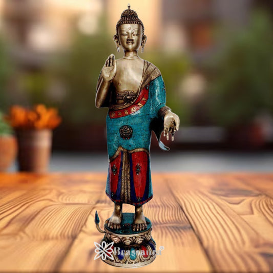 Brass standing Laughing Buddha Weight 34 Kg & Height 51 Inch