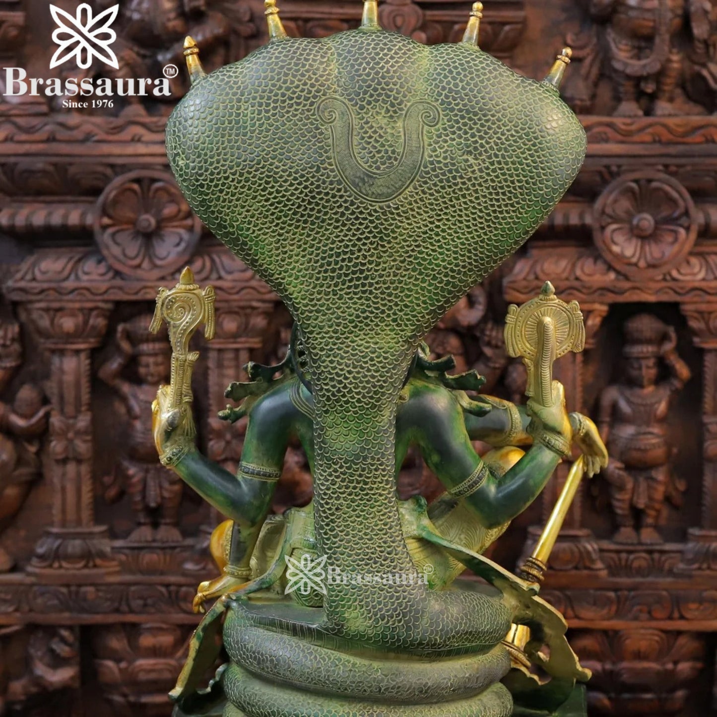 Brass Vishnu On Sheshnaag Statue Weight 34.76 Kg And Height 29 Inch