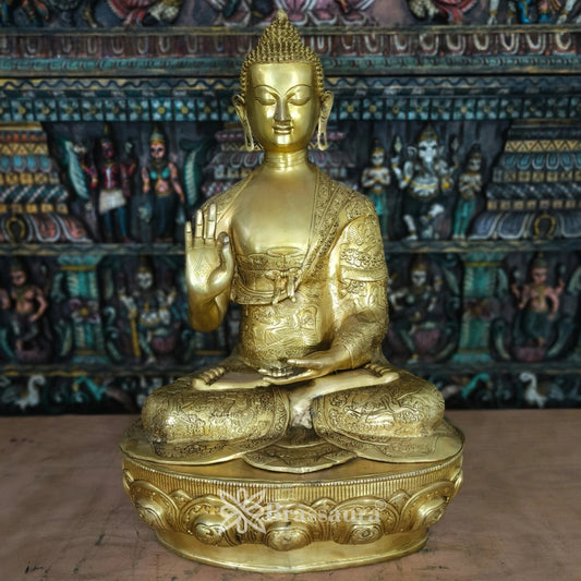 Brass Blessing Buddha Weight 48 kg & Height 33 Inch