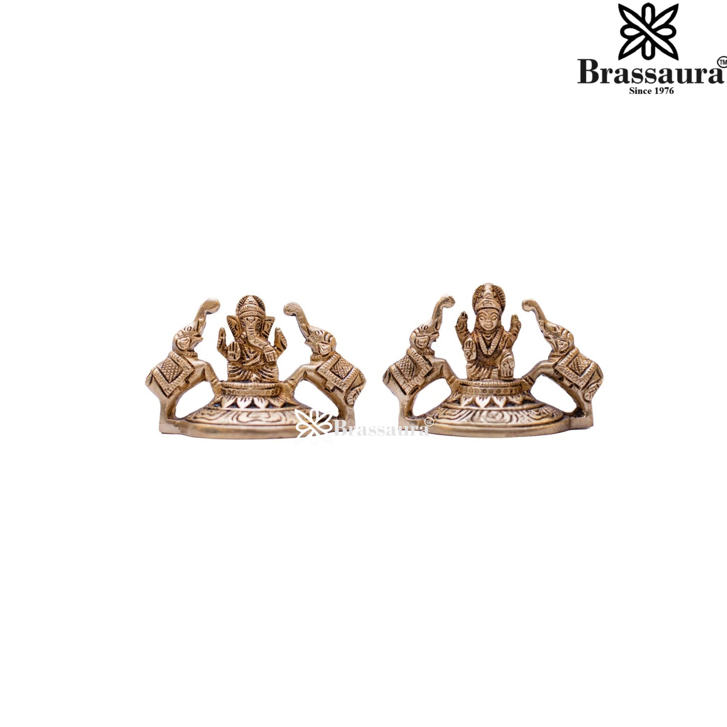 Brass Royal Golden Lakshmi Ganesh Weight 0.56 Kg & Height 2.3 Inche