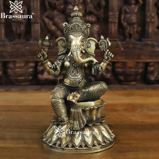 Brass Ganesha Weight 9 Kg & Height 15 Inch