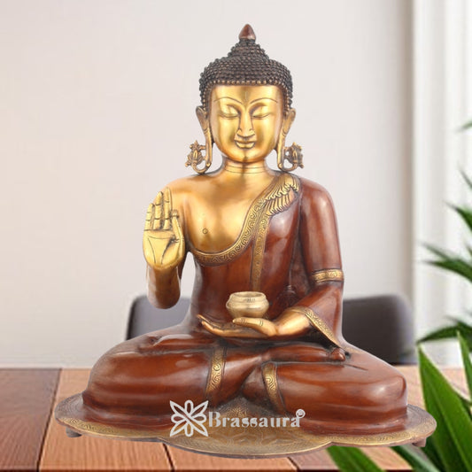 Brass Blessing Buddha Weight 16 Kg & Height 21 Inch