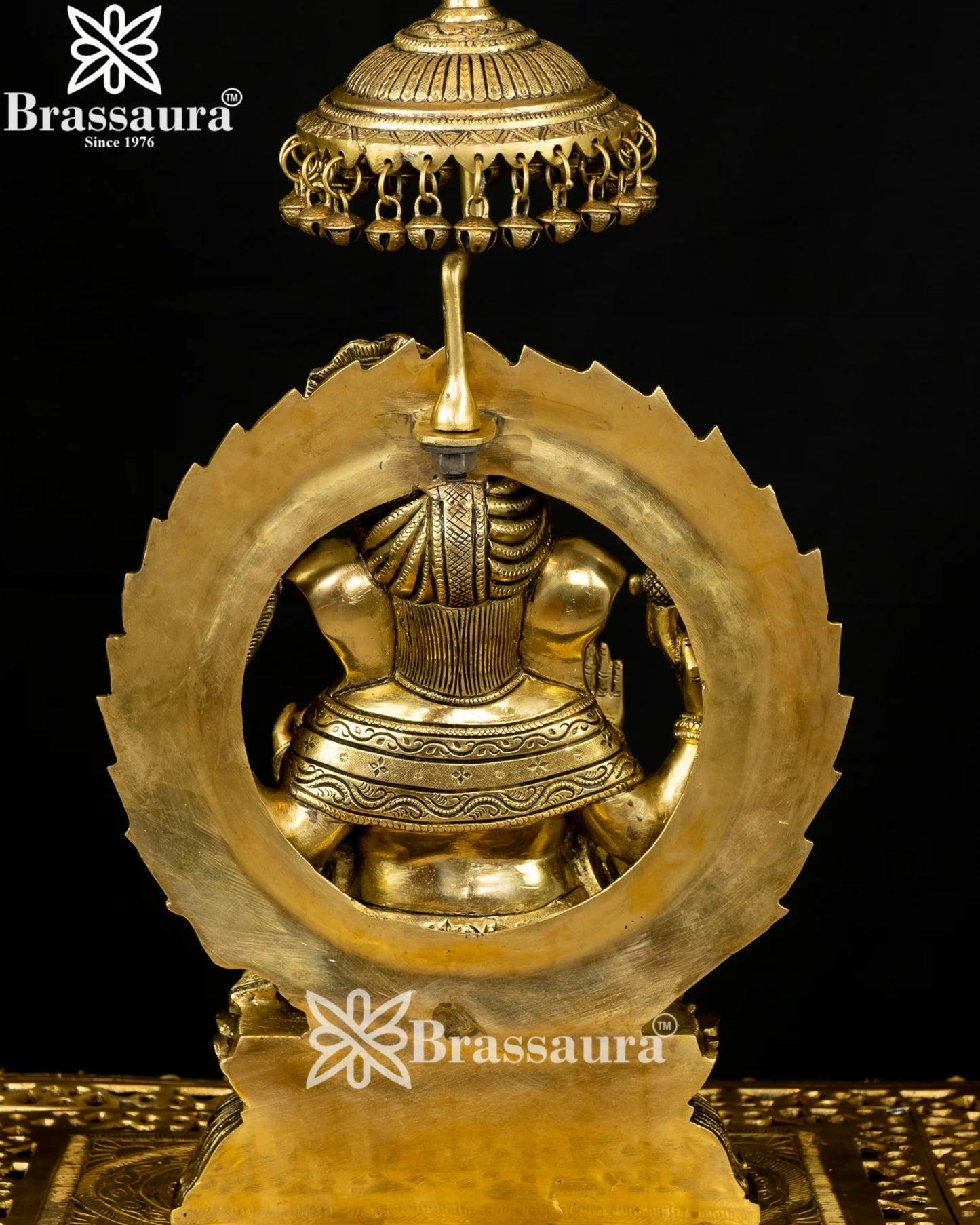 Brass Ring Ganesha Statue Weight 12.5 Kg And Height 18 Inch