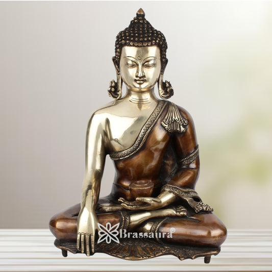 Brass Bhumisprasa Buddha Weight 10 kg & Height 16 Inch