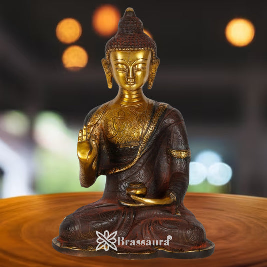 Brass Blessing Buddha Weight 3.8 kg & Height 9 Inch