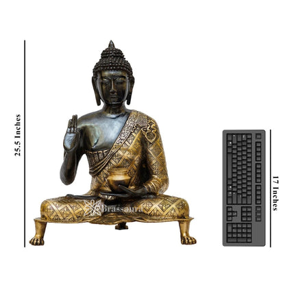 Brass Blessing Buddha Weight 21 kg & Height 25.5 Inch