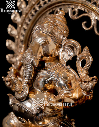 Bronze Ring Ganesha Statue Weight 22 Kg And Height 21 Inch