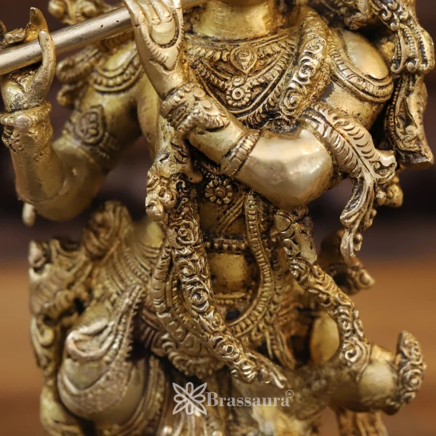 Brass Krishna Murti Weight 3.86 Kg And Height 14 Inch