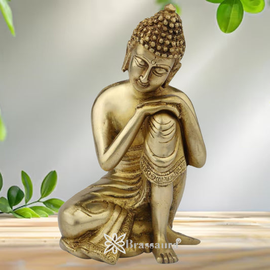 Brass Artistic Royal Golden Buddha Weight 2.4 Kg & Height 8 Inch
