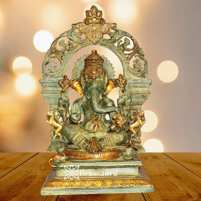 Brass Artistic Ring Ganesha Weight 10.8 Kg & Height 17 Inch