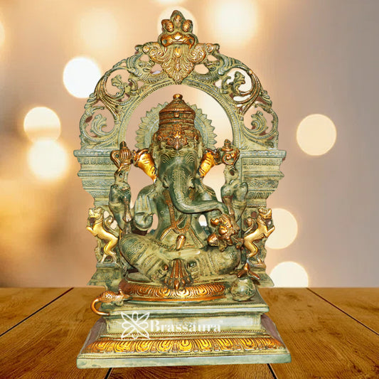 Brass Artistic Ring Ganesha Weight 10.8 Kg & Height 17 Inch