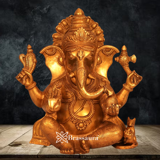 Brass Ganesha Statue Weight 9.5 Kg & Height 12.5 Inch