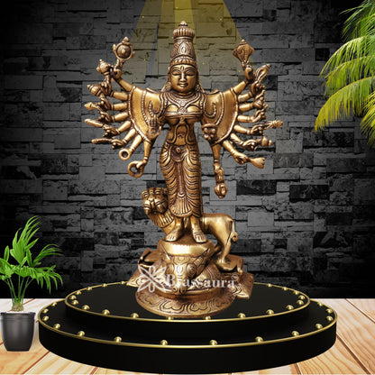 Brassaura™ Brass Durga Idol – 9 Inches, 2.7 Kgs | Traditional Temple Idol