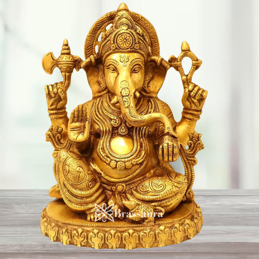 Brass Ganesha Weight 5.6 Kg & Height 9.5 Inch
