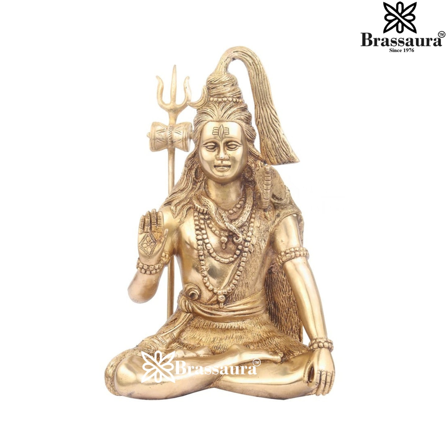 Brassaura™ Handcrafted Brass Shiva Idol – Height 12 Inches & Weight 4.8 Kgs | Spiritual Décor