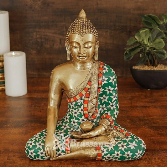 Brass Bhumisprasa Buddha Weight 8 kg & Height 14 Inch
