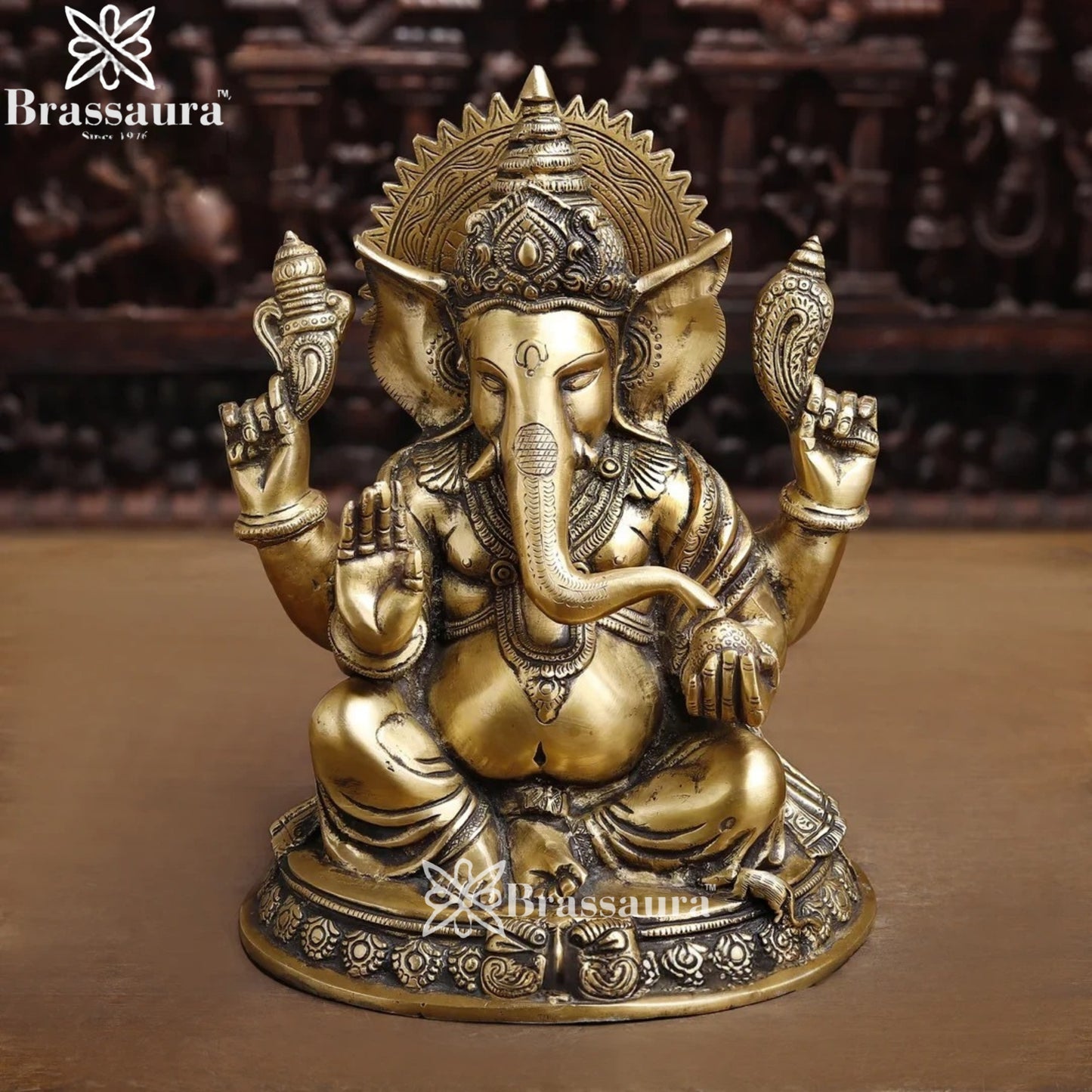 Brass Ganesha Weight 8.2 Kg & Height 11.5 Inch