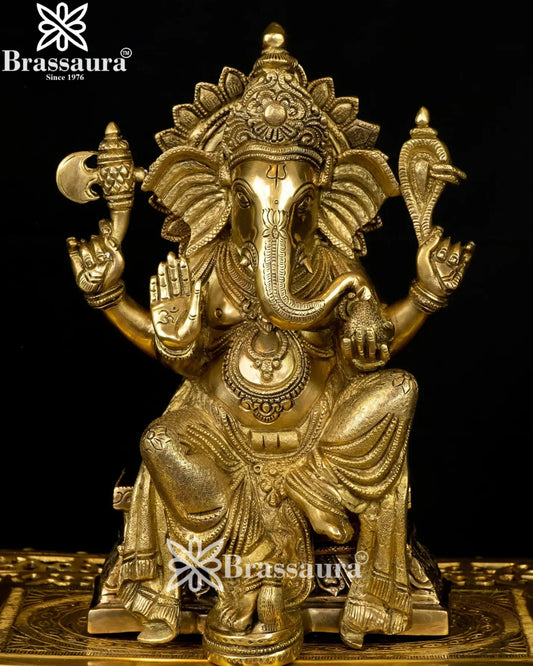 Brass Ganesha Statue Weight 9.5 Kg And Height 13 Inch