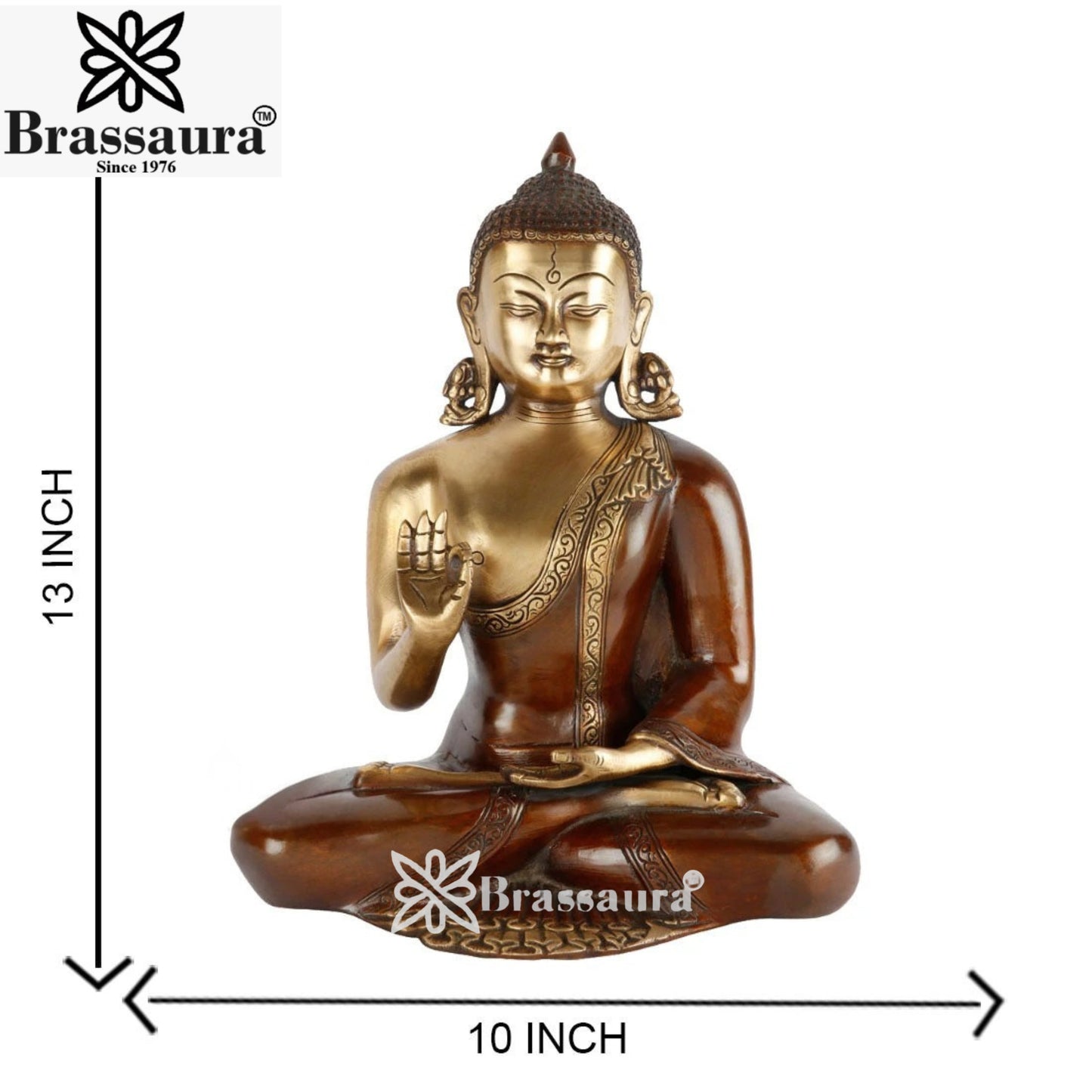 Brass Blessing Buddha Weight 6 kg & Height 13 Inch