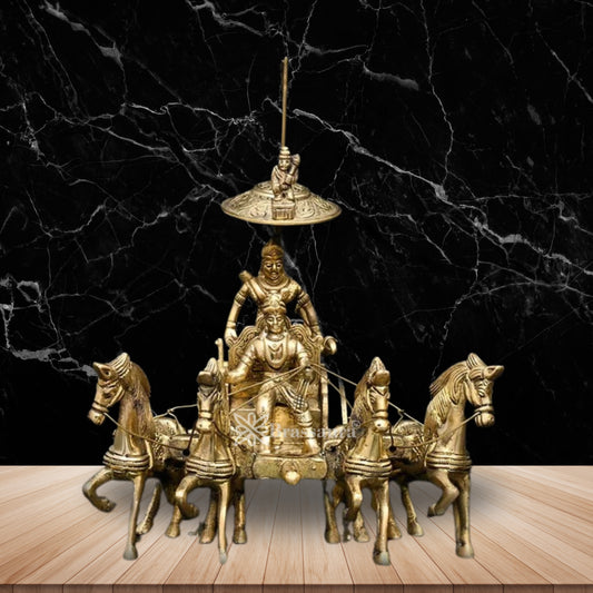 Brass Arjun Rath For Home Décor And Gift Items Weight 1.78 kg Height 8.7 Inch