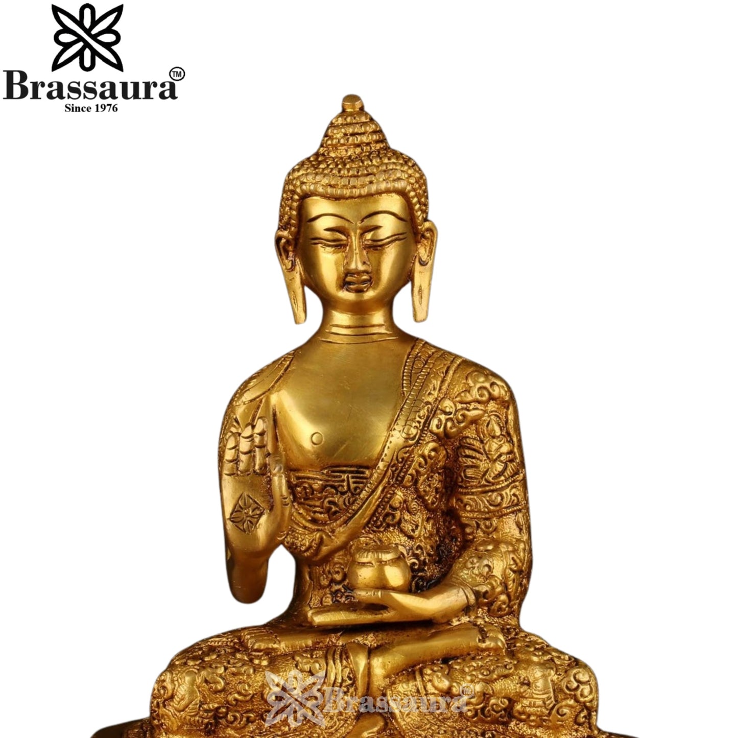 Brass Bhumisprasa Royal Golden Buddha Weight 2.7 kg & Height 9.5 Inch