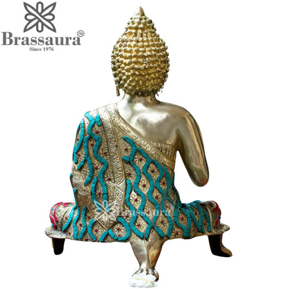 Brass Blessing Antique Buddha Weight 10.5 kg & Height 20 Inch