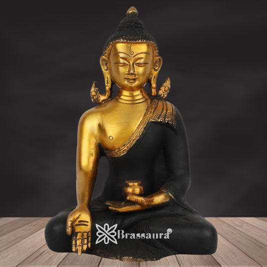 Brass Bhumisprasa Buddha Weight 2.3 kg & Height 8 Inch