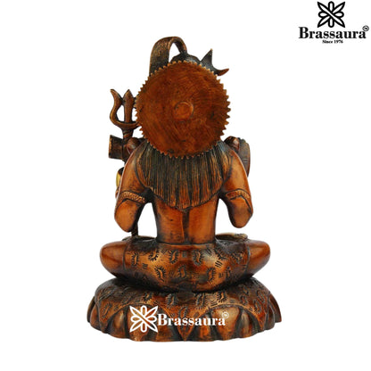 Brassaura™ Majestic Brass Shiva Murti – Height 10 Inches & Weight 3 Kgs | Devotional Idol