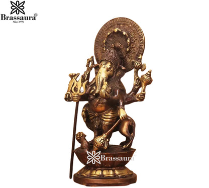 Brass Ganesha Statue Weight 3.65 Kg And Height 11 Inch